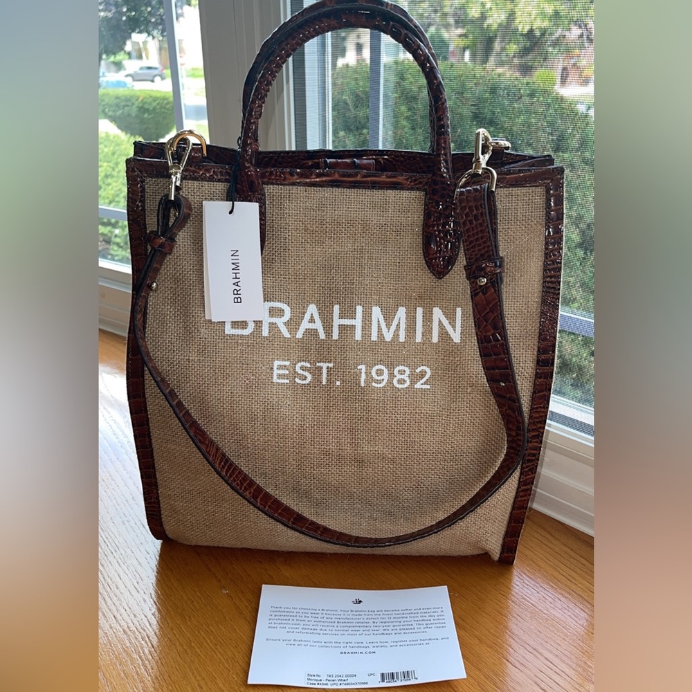 Women’s Handbag BRAHMIN Bag Monique - Pecan Wharf AUTHENTIC NWT - Picture 2 of 7